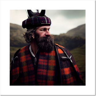 Scottish Highlander in Clan Tartan Posters and Art